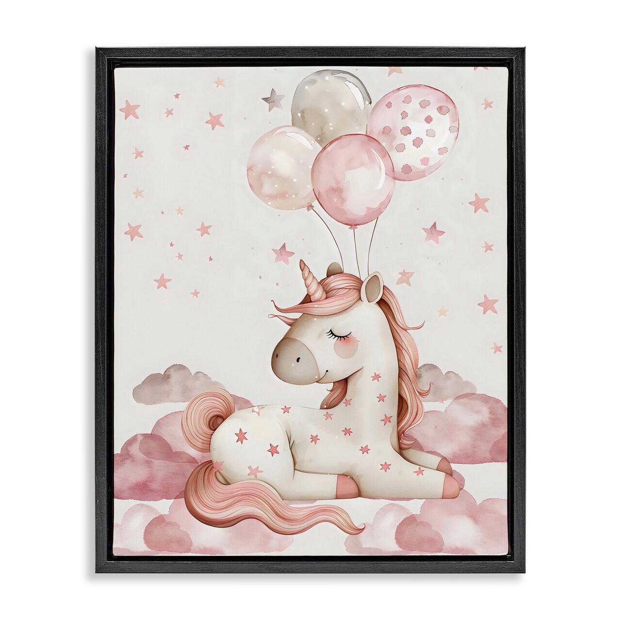 Stupell Industries Pink Unicorn with Balloons Floating Frame, design by LSR Design Studio